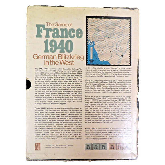 Avalon Hill France, 1940 A Game of German Blitzkrieg In The West 1972 - Punched - Picture 2 of 4